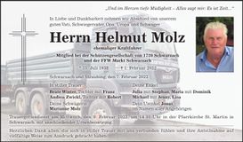 Traueranzeige Helmut Molz