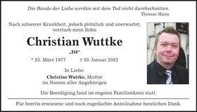 Traueranzeige Christian Wuttke