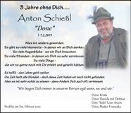 Traueranzeige Anton Schießl