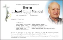 Traueranzeige Erhard Emil Mandel