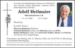 Traueranzeige Adolf Heilmaier