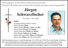 Traueranzeige Jürgen Schwarzfischer