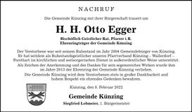 Traueranzeige H. H. Otto Egger Egger