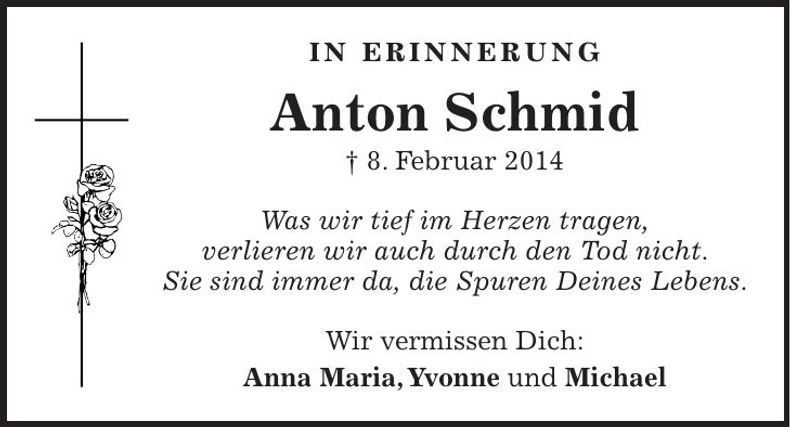 Traueranzeige Anton Schmid