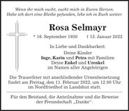 Traueranzeige Rosa Selmayr