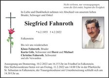 Traueranzeige Siegfried Fahnroth