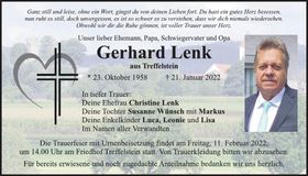 Traueranzeige Gerhard Lenk