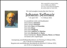 Traueranzeige Johann Sellmair