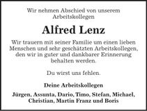 Traueranzeige Alfred Lenz