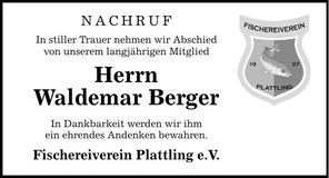 Traueranzeige Waldemar Berger