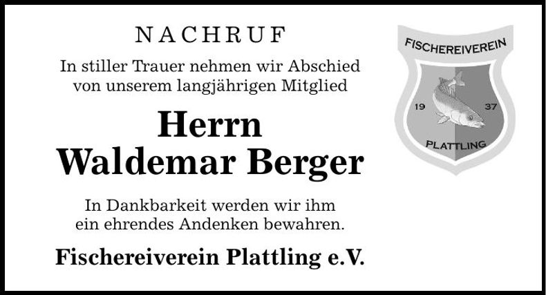 Traueranzeige Waldemar Berger
