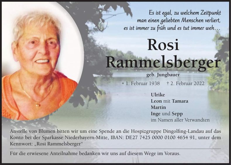 Traueranzeige Rosi Rammelsberger