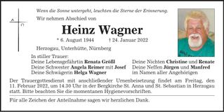 Traueranzeige Heinz Wagner