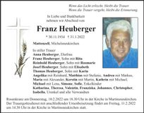 Traueranzeige Franz Heuberger