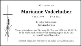Traueranzeige Marianne Voderhuber