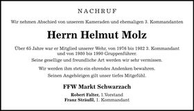 Traueranzeige Helmut Molz