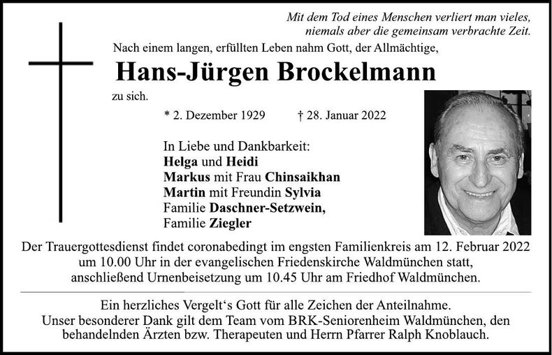 Traueranzeige Hans-Jürgen Brockelmann