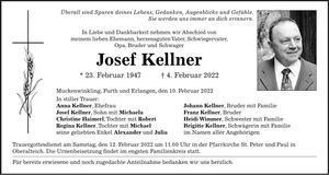 Traueranzeige Josef Kellner