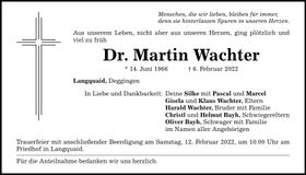 Traueranzeige Martin Wachter