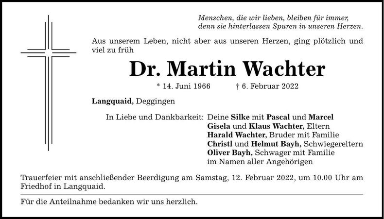 Traueranzeige Martin Wachter