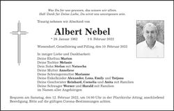 Traueranzeige Albert Nebel