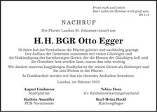 Traueranzeige H.H. BGR Otto Egger