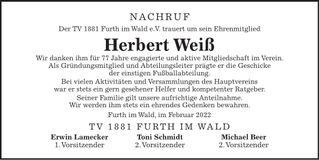 Traueranzeige Herbert Weiß