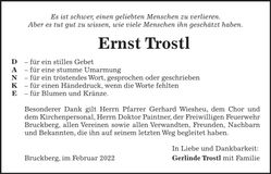 Traueranzeige Ernst Trostl