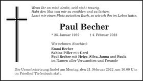 Traueranzeige Paul Becker