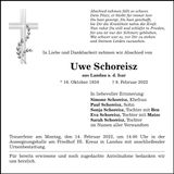 Traueranzeige Uwe Schoreisz