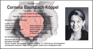 Traueranzeige Cornelia Baumbach-Köppel