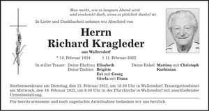 Traueranzeige Richard Kragleder
