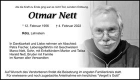 Traueranzeige Otmar Nett