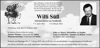 Traueranzeige Willi Süß
