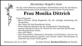 Traueranzeige Monika Dittrich