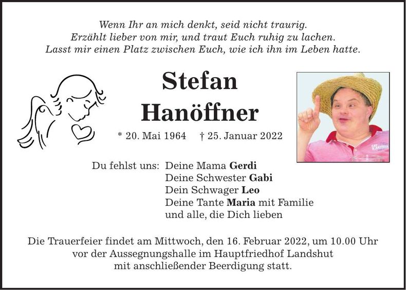 Traueranzeige Stefan Hanöffner