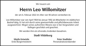 Traueranzeige Leo Willomitzer