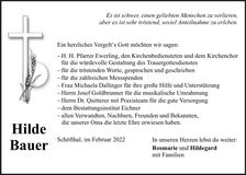 Traueranzeige Hilde Bauer