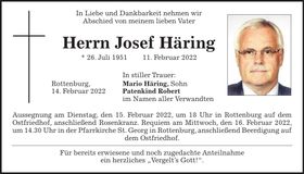 Traueranzeige Josef Häring