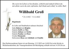 Traueranzeige Willibald Groß