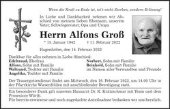 Traueranzeige Alfons Groß