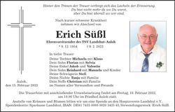 Traueranzeige Erich Süßl