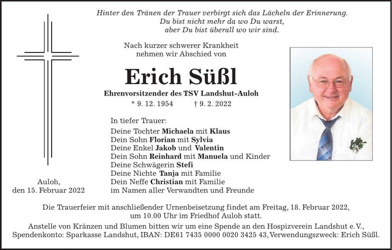 Traueranzeige Erich Süßl
