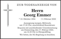 Traueranzeige Georg Emmer