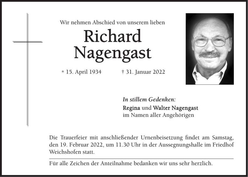 Traueranzeige Richard Nagengast