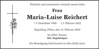 Traueranzeige Maria-Luise Reichert