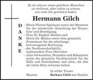 Traueranzeige Hermann Gilch