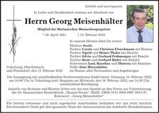 Traueranzeige Georg Meisenhälter