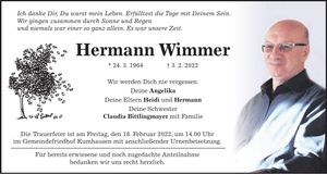 Traueranzeige Hermann Wimmer