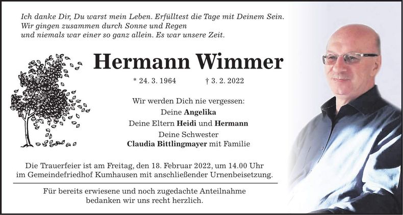 Traueranzeige Hermann Wimmer